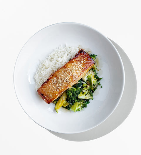 Grilled Salmon with Rice & Greens